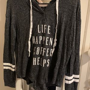 life happens, coffee helps hoodie